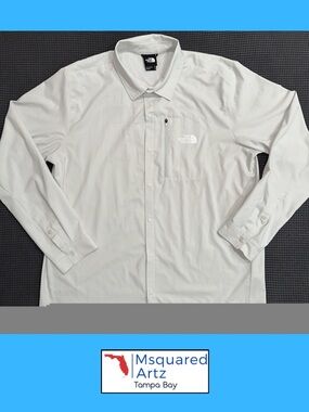 The North Face Mens Button Up Shirt Light Gray Long Sleeve UPF 40 XL